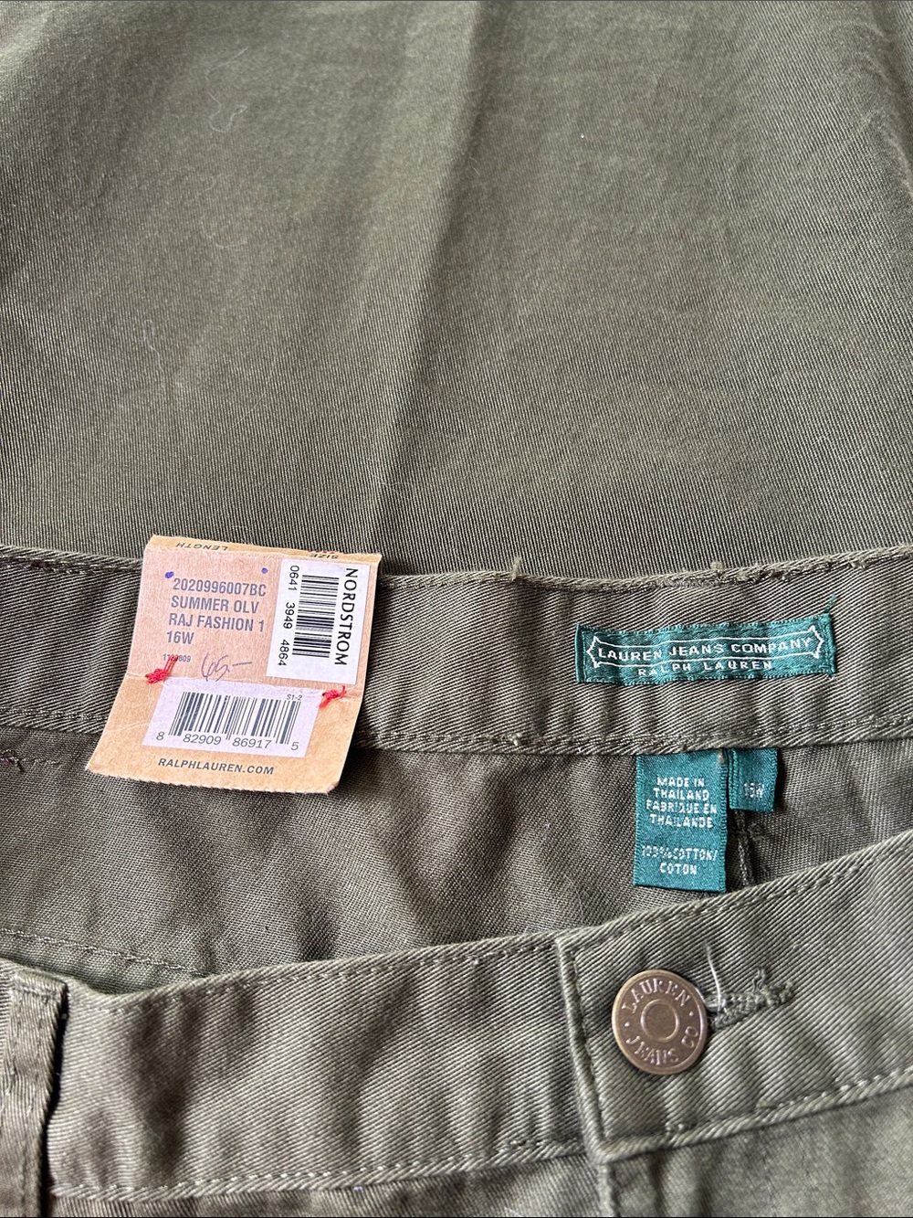 NWT Ralph Lauren Jeans Co. Mid Calf Olive Green Crop Pants Capris Size 16W - Picture 5 of 13